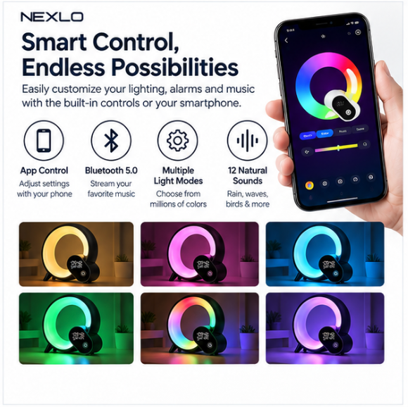 Q Shaped Colorful Sunrise Alarm Clock