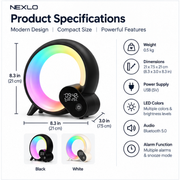 Q Shaped Colorful Sunrise Alarm Clock