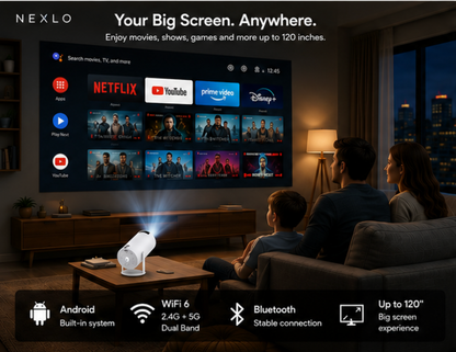 Portable Smart Mini Projector (WiFi/Bluetooth, Android)