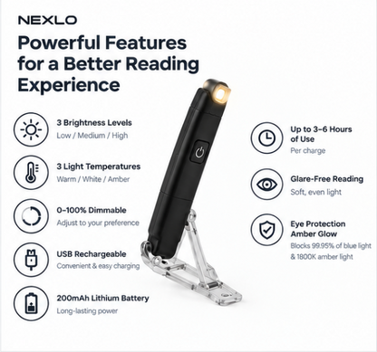 LED USB Rechargeable Reading Book Light